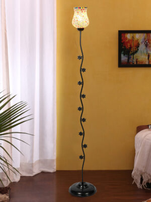 Ambika Home Noir Prestige Multi Shade Premium Iron Floor Lamp with Iron Base & Powder Coated Finish | E27 Holder Included Bulb